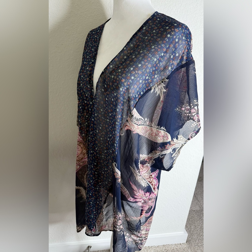 Maurice printed Navy  Kimono Cardigan